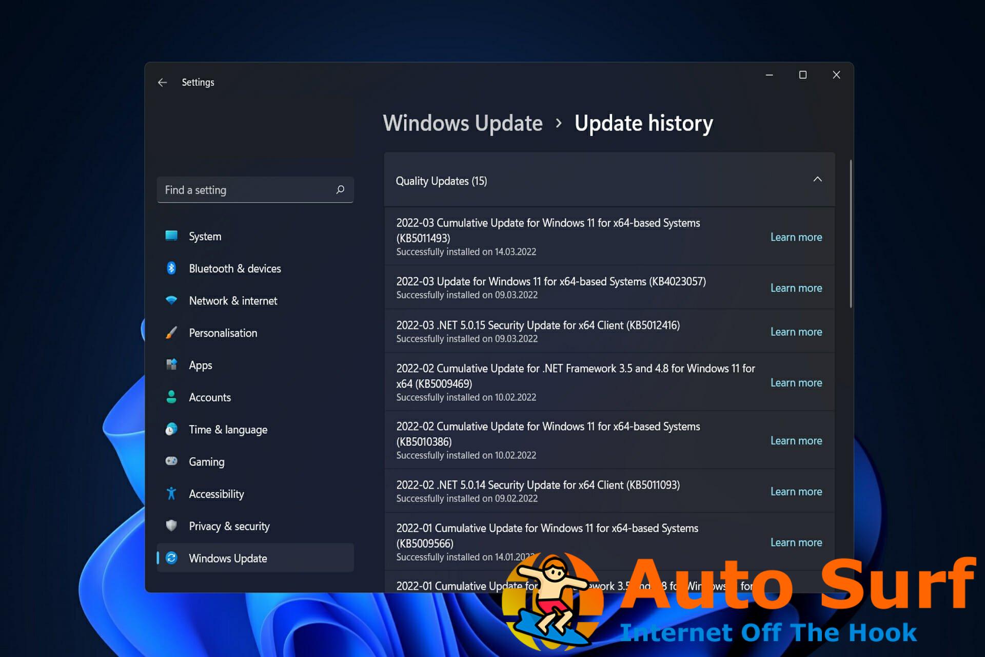 Error del historial de actualizaciones de Windows 11 después de la actualización