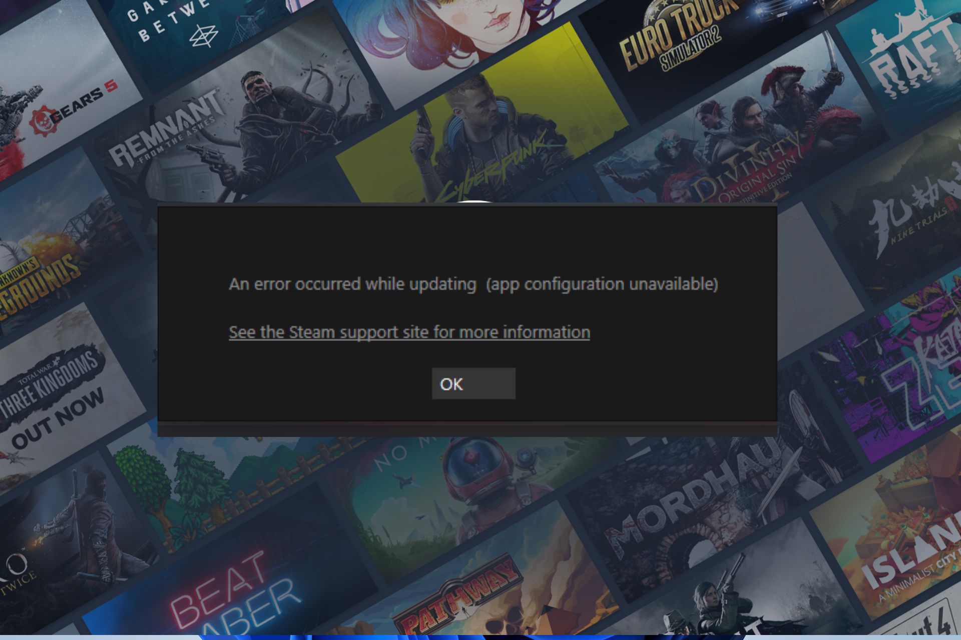 la configuración de la aplicación Steam no está disponible