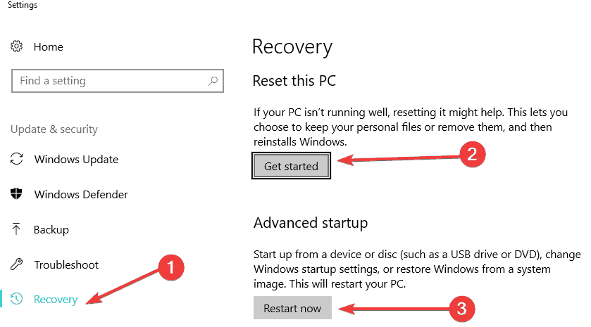 opciones de recuperacion pc windows 10