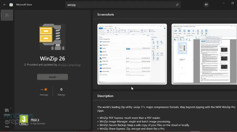 Descarga WinZip 26 Pro desde la nueva tienda de Windows 11