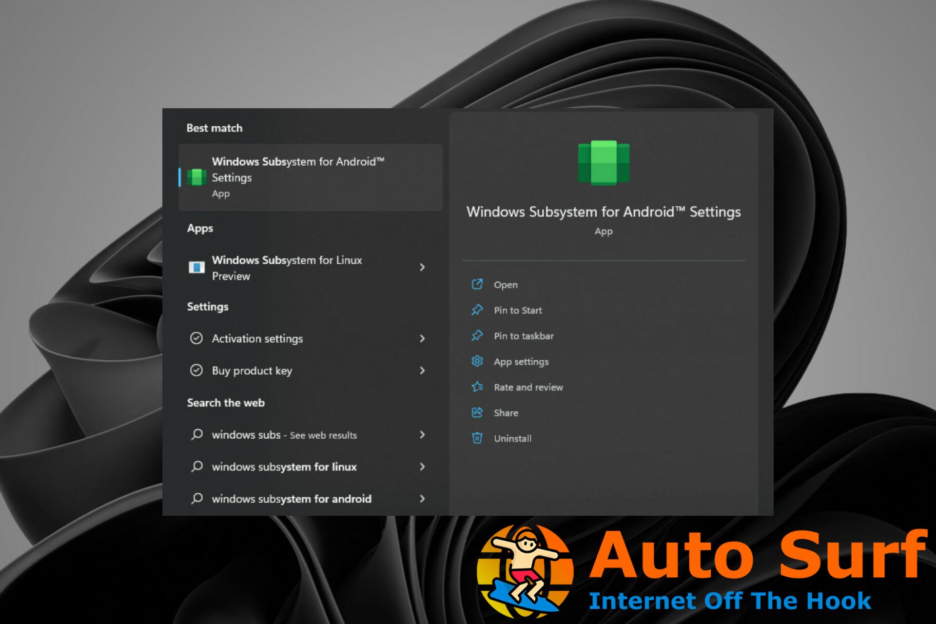 Desinstale el instalador de aplicaciones de Android (WSA) en Windows 11