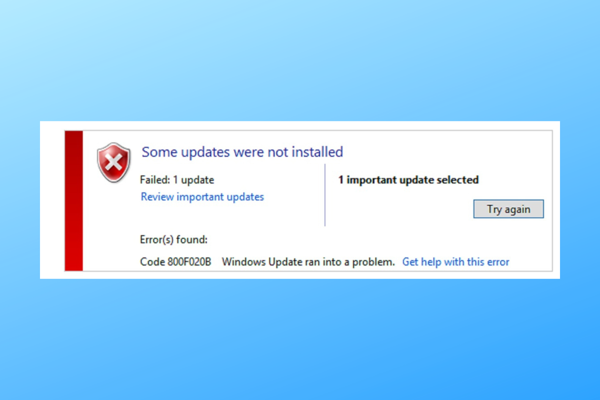 800f020b Error de actualización de Windows