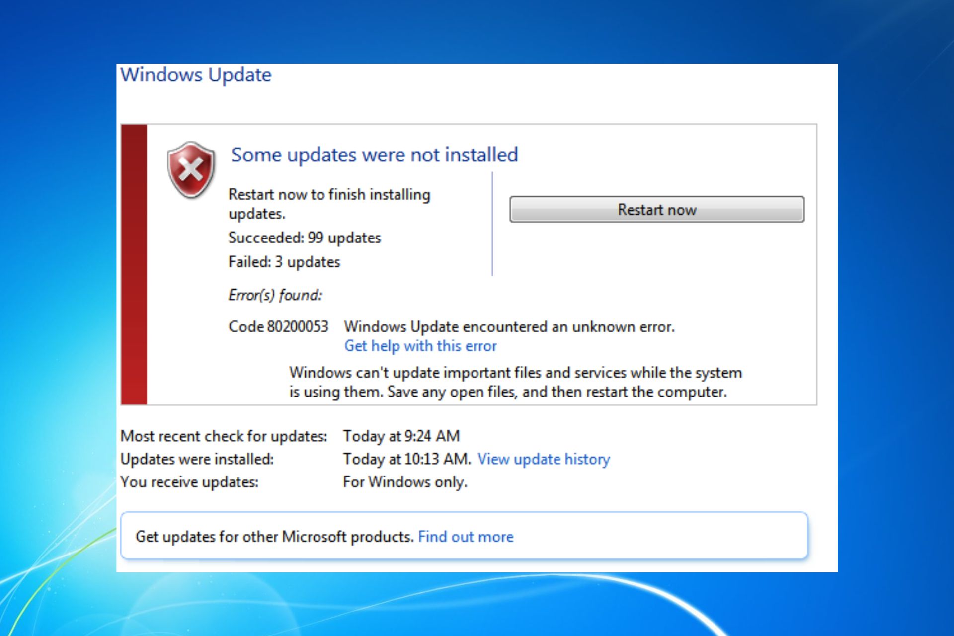 error de actualización de windows 80200053