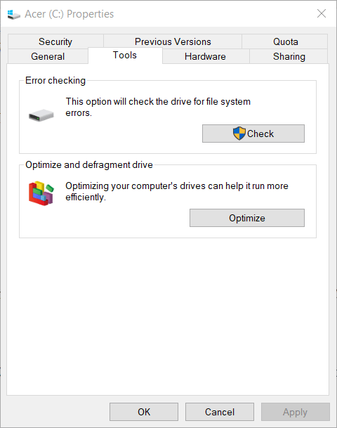 Botón de verificación Error 0x800701E3 en Windows 10