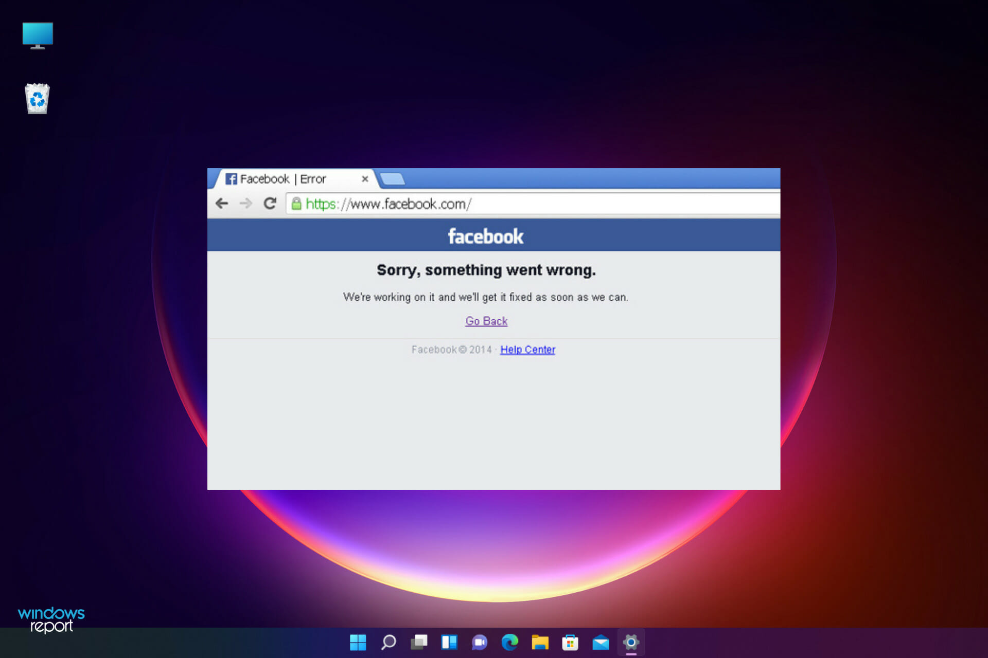 Facebook: Lo siento, algo salió mal error