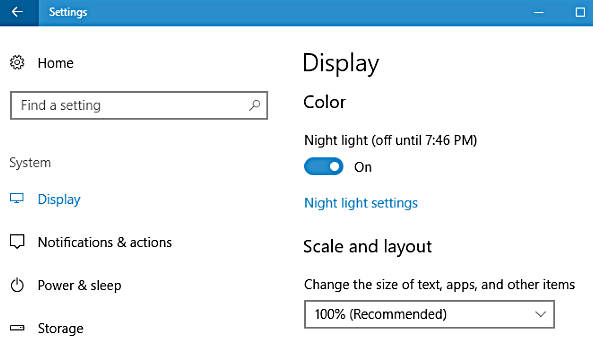 configuración de pantalla Flux no funciona en Windows 10