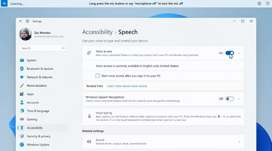 Insider build 22518 presenta Voice Access para Windows 11