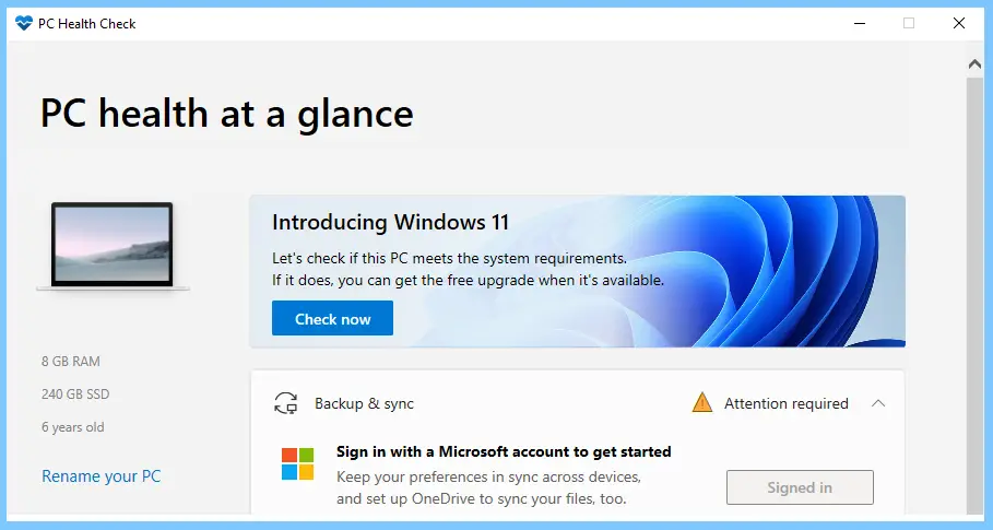 La aplicación PC Health Check llegará a Windows 10 a través de una actualización acumulativa