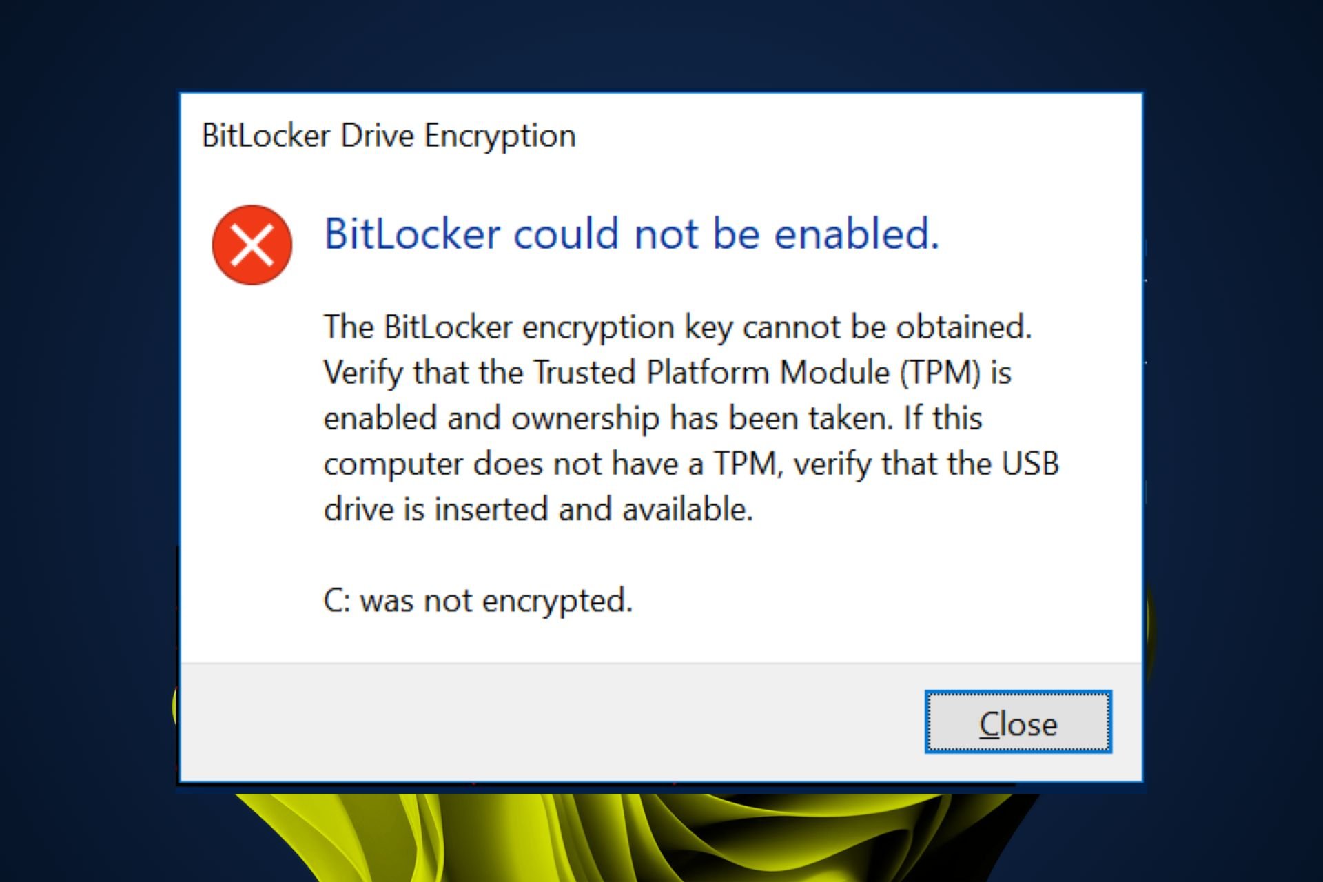 No se pudo habilitar BitLocker: 5 formas de corregir este error