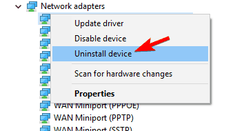 El adaptador de pantalla inalámbrico de Microsoft desconecta el adaptador de red de desinstalación