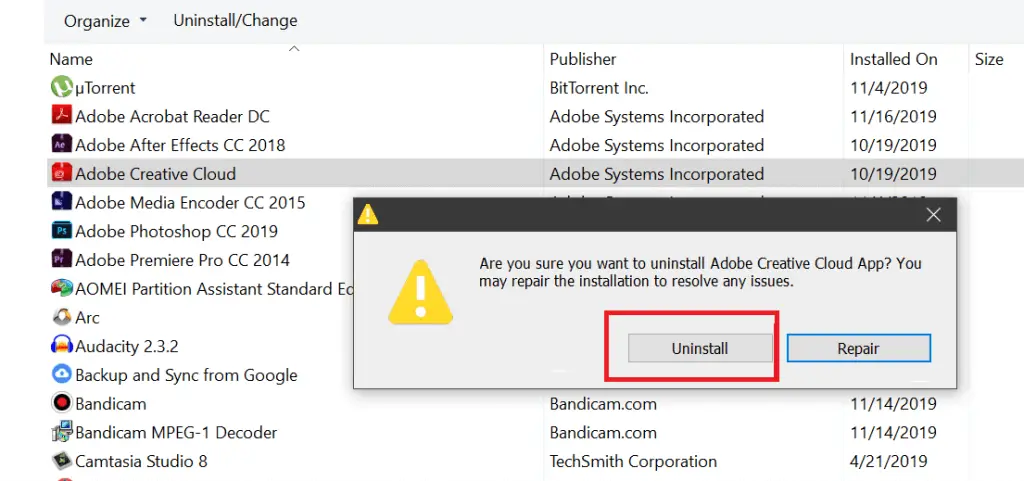 Adobe Creative Cloud no se pudo inicializar