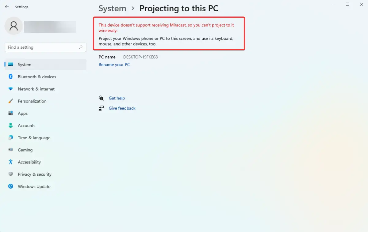 REVISIÓN: la instalación de la pantalla inalámbrica falló en Windows 11