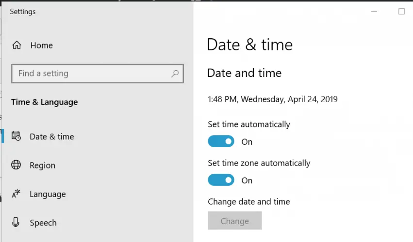 Establecer zona horaria y fecha - Windows 10