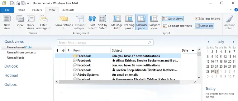 eliminar Windows Live Mail