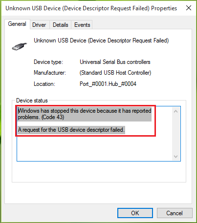 Reparar la solicitud del descriptor del dispositivo falló en Windows 11