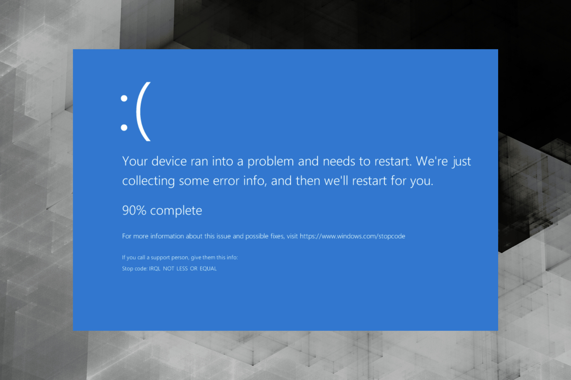 corregir el error irql_not_less_or_equal en Windows 10