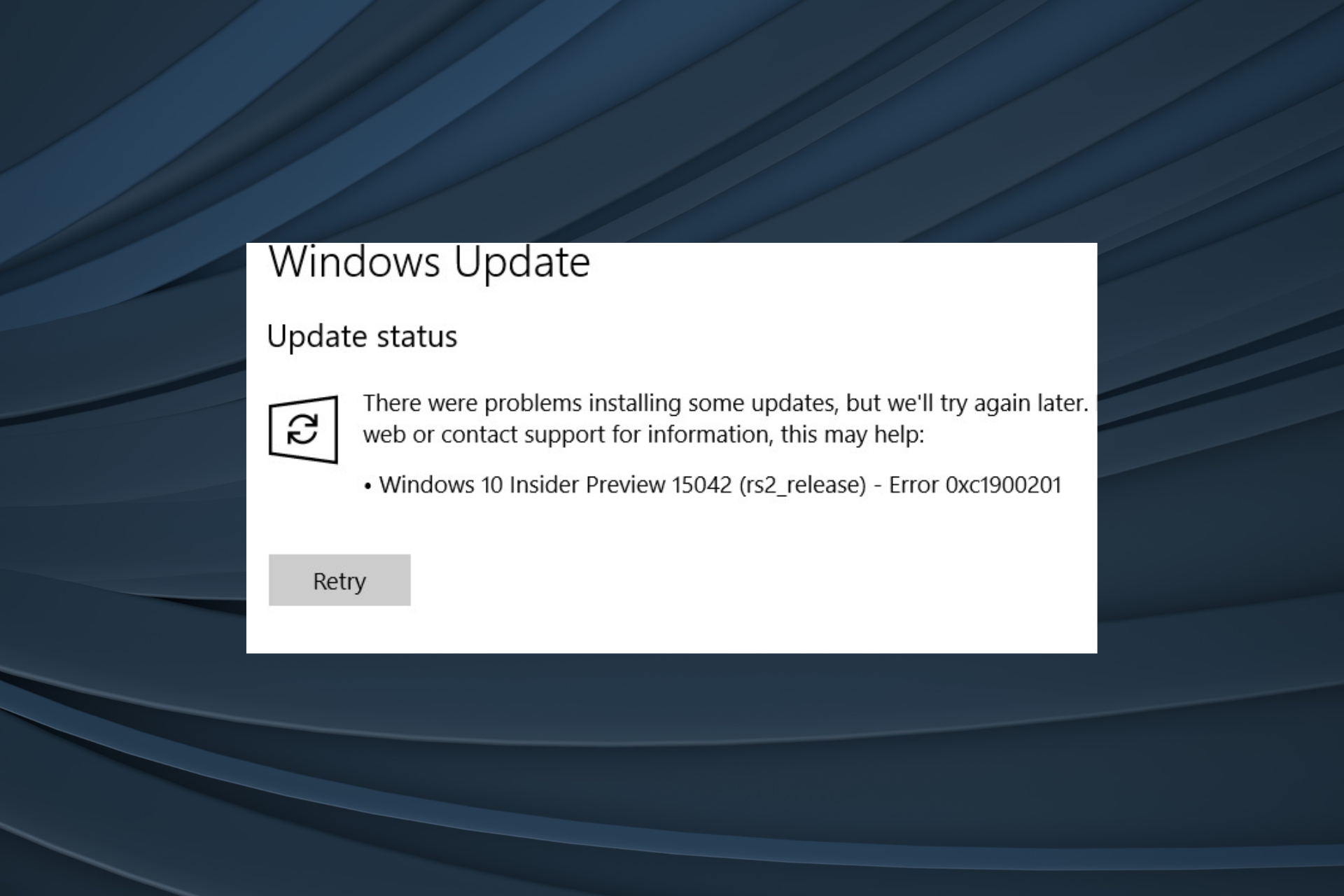 corregir el error de actualización de Windows 0xc1900201