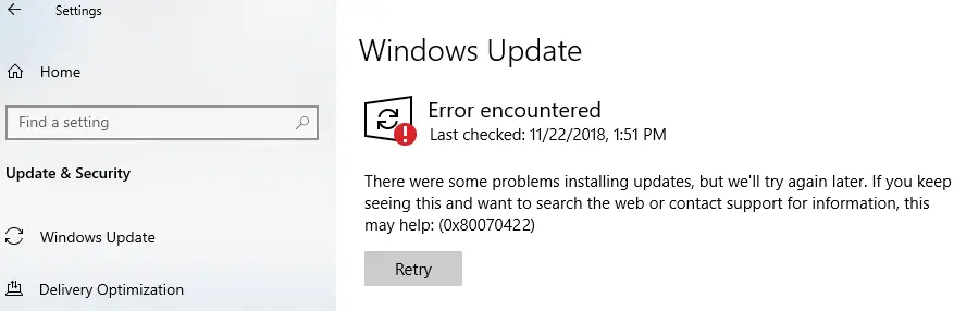 Solucione el error de actualización de Windows 10 0x80070422 en un par de pasos