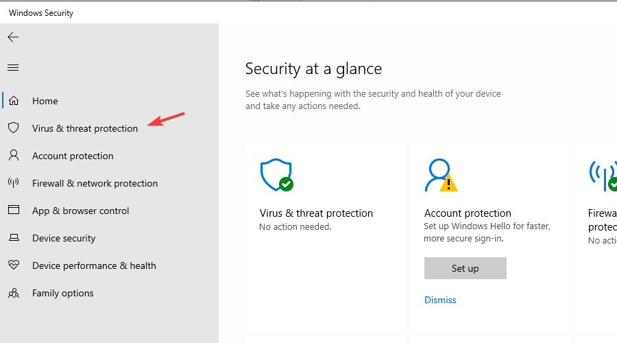 los elementos de protección contra virus y amenazas fijados en la barra de tareas desaparecen en Windows 10