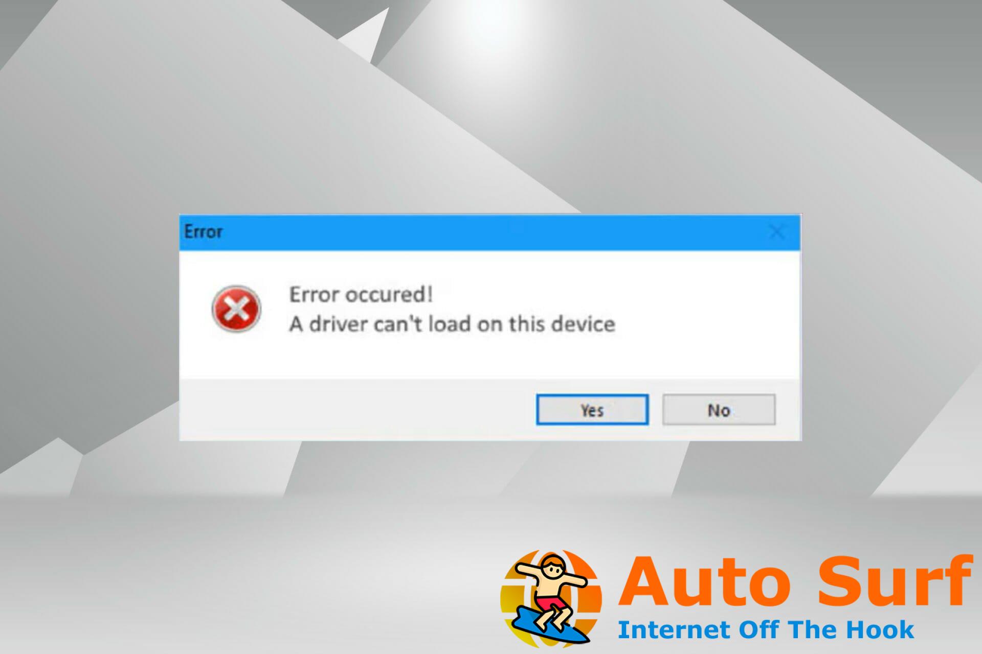 Reparar Un controlador no puede cargar en este error de dispositivo en Windows 11