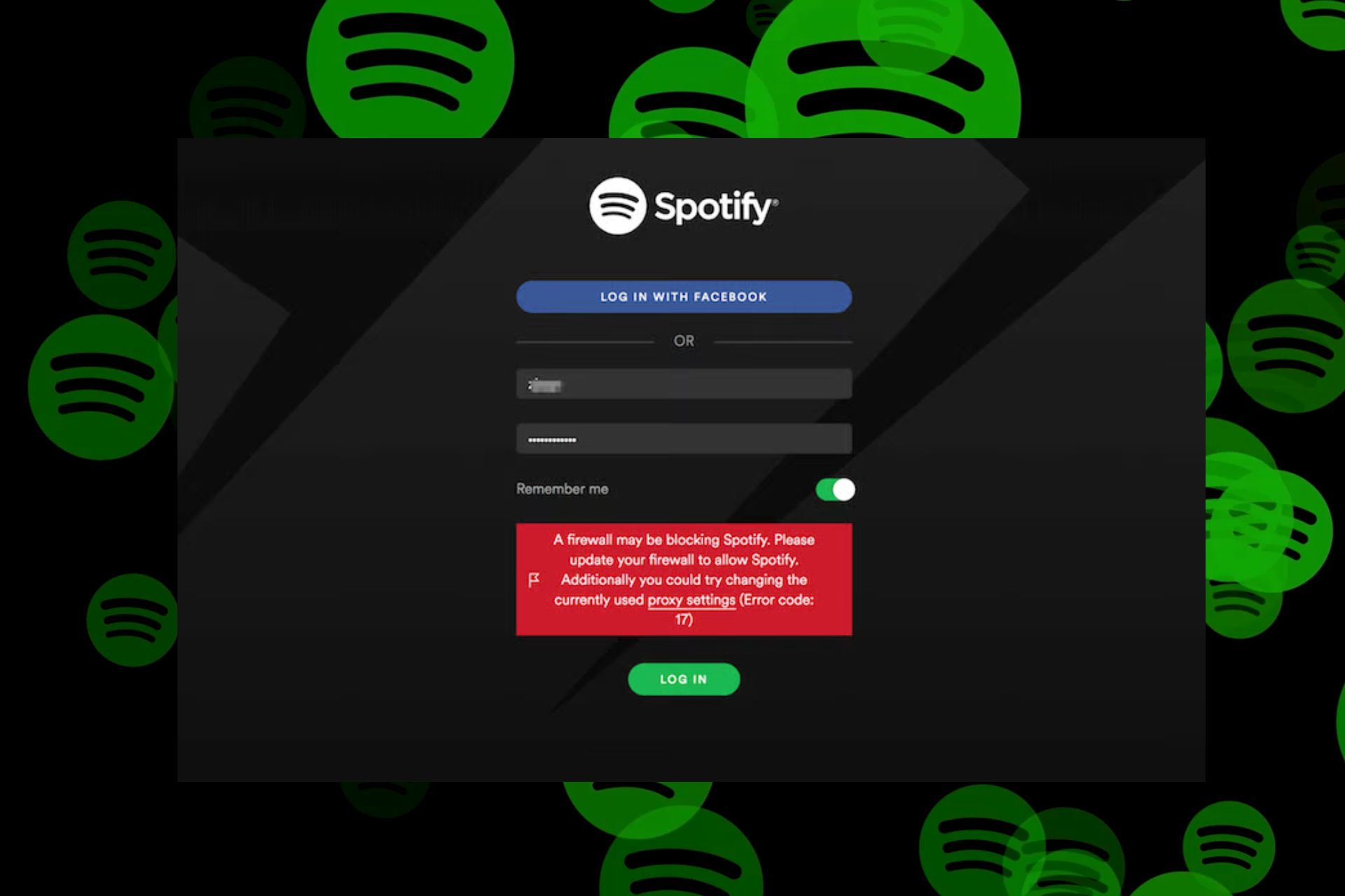 un firewall puede estar bloqueando Spotify