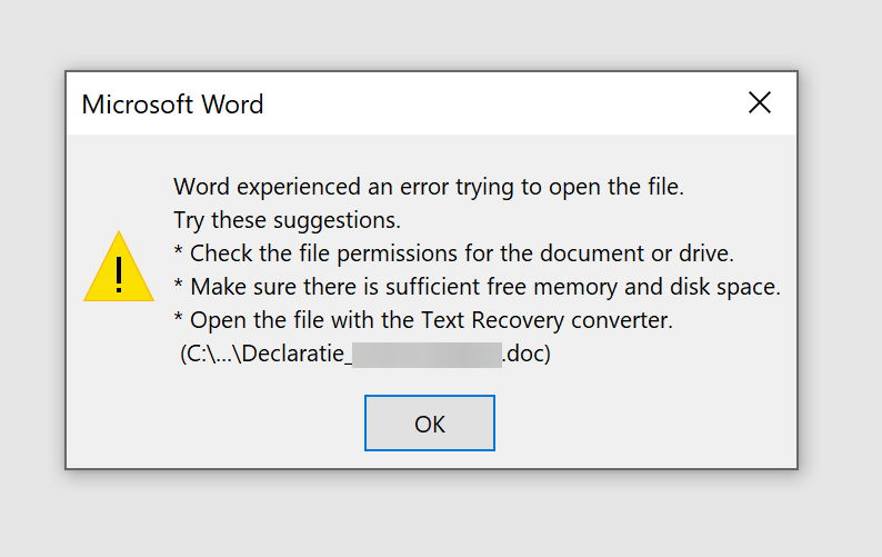 Word experimentó un error al intentar abrir el archivo [Full Fix]