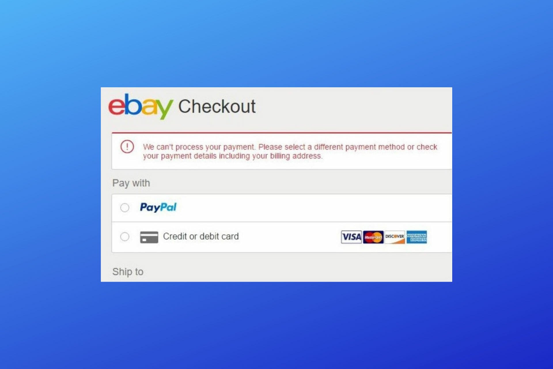 ebay no aceptará el pago