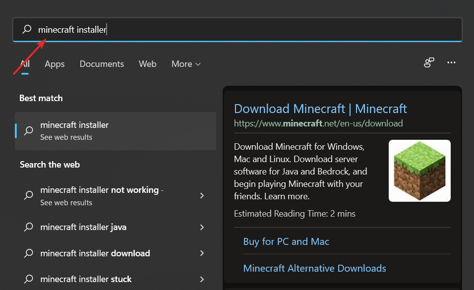 installer-mine minecraft no instala windows 11